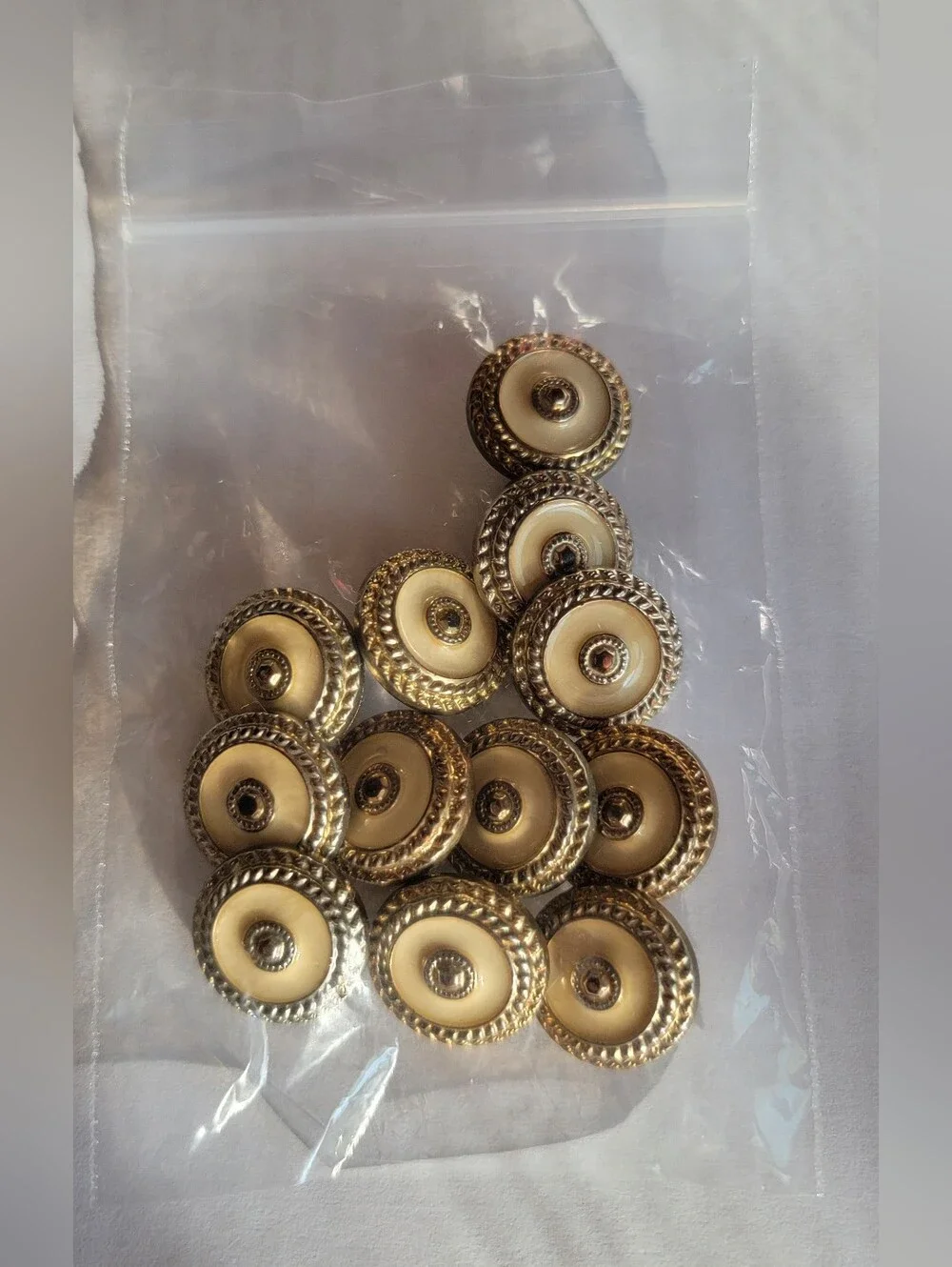 Gold-Tone Cream Center Decorative Buttons - Lot